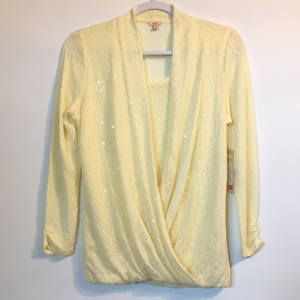 Reba Sequin Yellow Long Sleeve Top